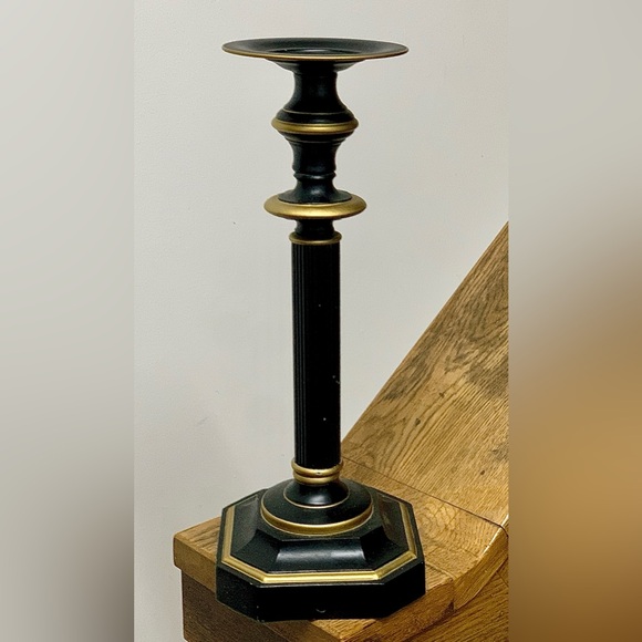 Vtg Felt Lined Base Metal Pillar Style Lamp Body Candle Stick Holder - Picture 4 of 11